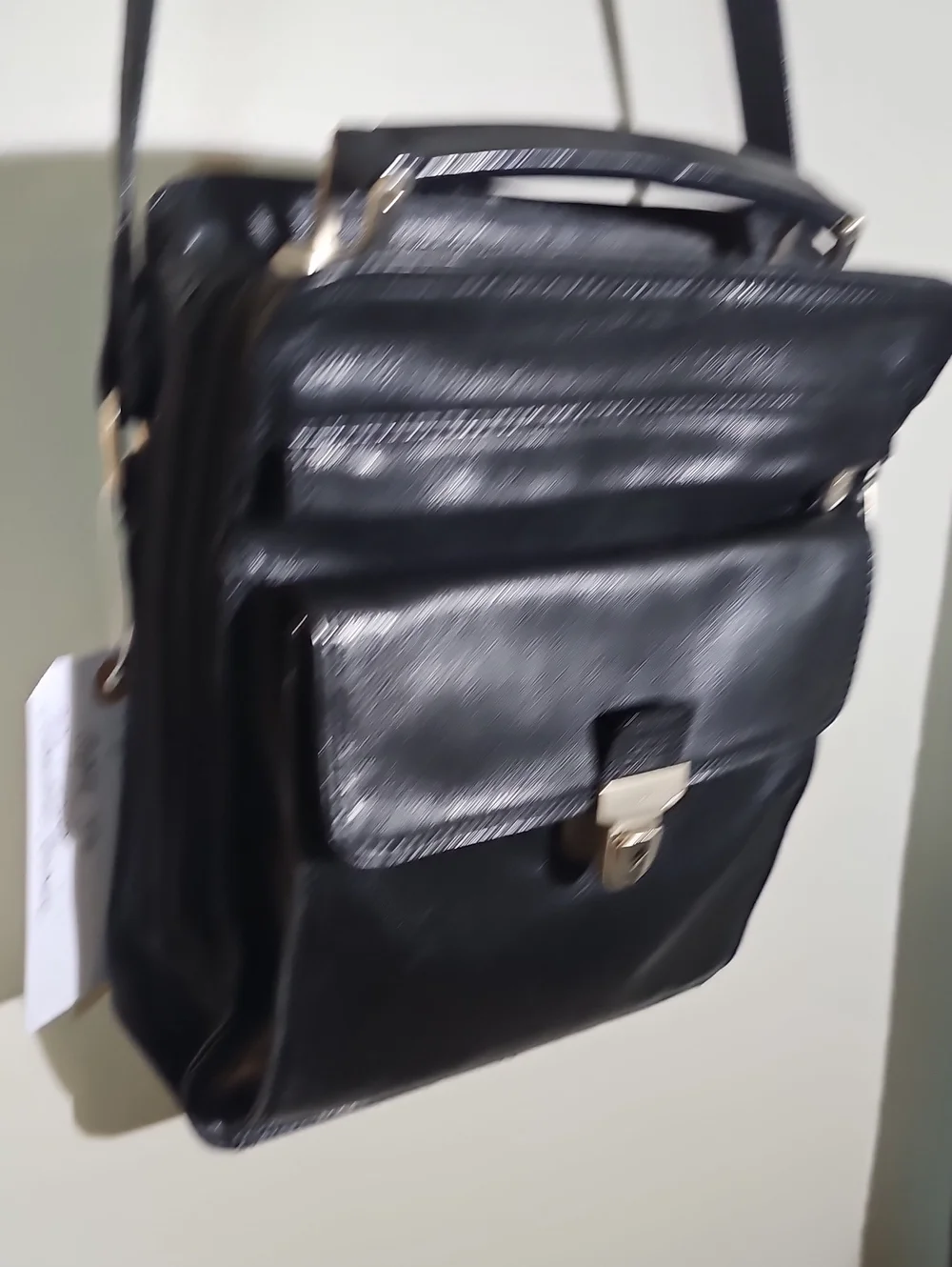 Claudio Ferricci Black Leather Crossbody With Handle Bag.